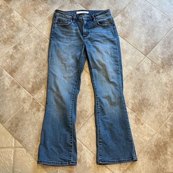 Hidden jeans crop flare mid rise medium wash denim size 27 / 4 women’s stretch - Picture 8 of 10